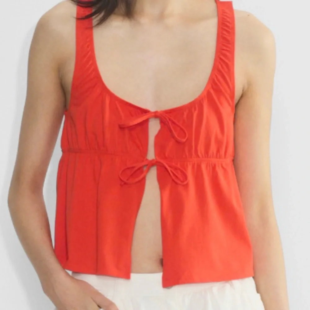 Sunday Best Cotton Whisk Cannoli Sleeveless Tie-Front Top - Picture 1 of 5
